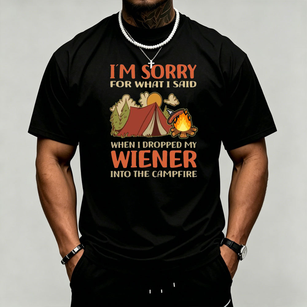 Outdoor Adventure Quotes - Camping Wiener Campfire Graphic Herren-T-Shirt mit