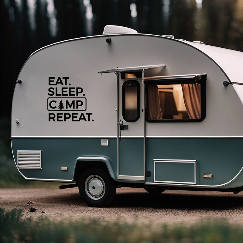 Outdoor Adventure Quotes - Eat Sleep Camp Repeat Aufkleber für