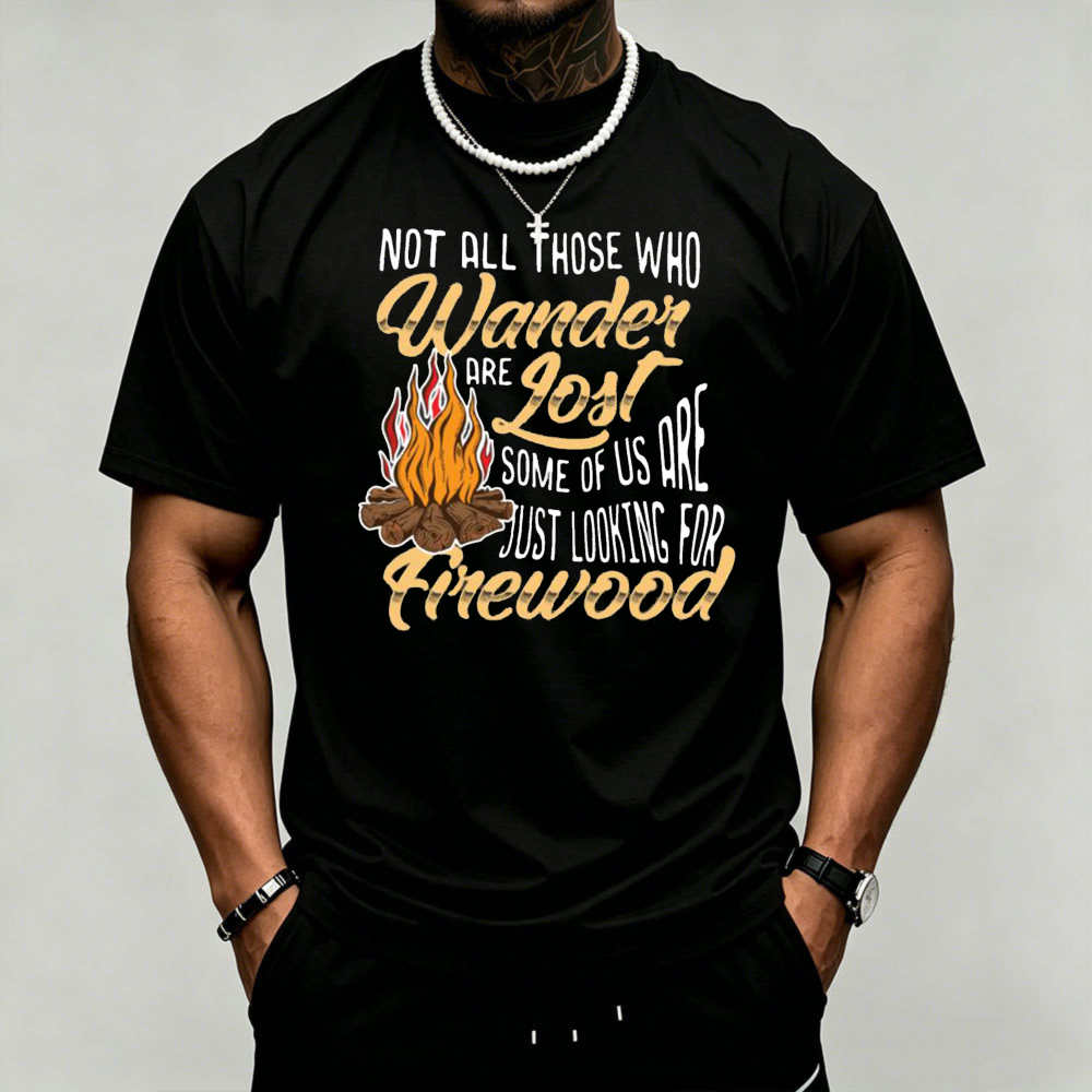 Outdoor Adventure Quotes - Amping Campfire Graphic Herren-T-Shirt mit Zitat-Print,