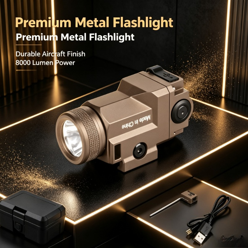 Outdoor Adventure Hobbies - 20-mm-Schienenmontierte Metall-LED-Taschenlampe 800LM Stroboskoplicht-Zubehör für Outdoor-Abenteuer