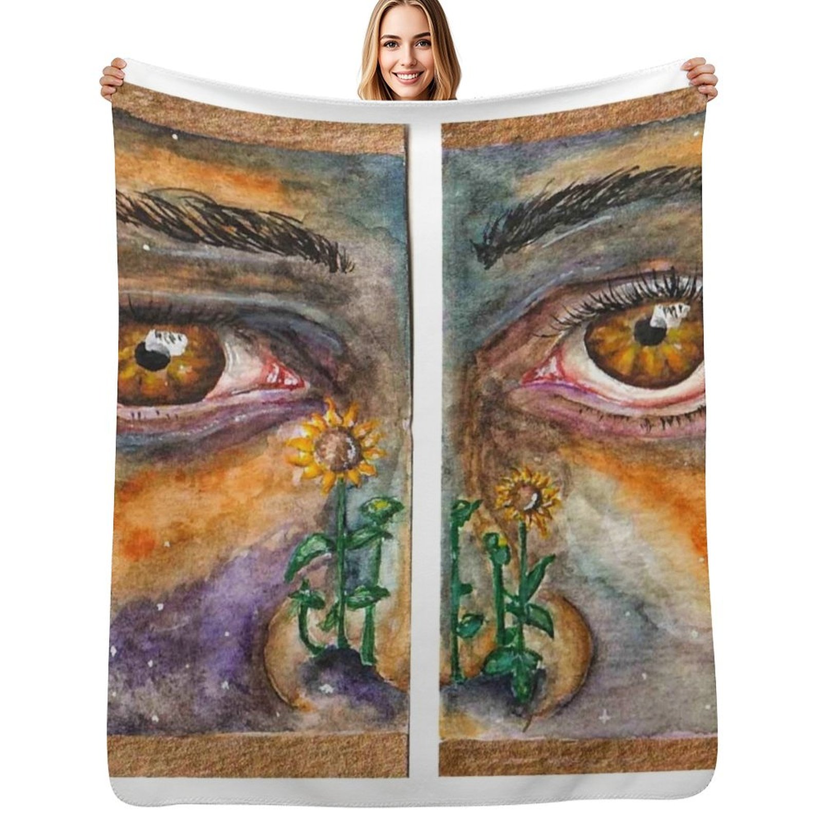Space Blanket Heavy - Space Sunflowers Kuscheldecke, Decken für Babys,