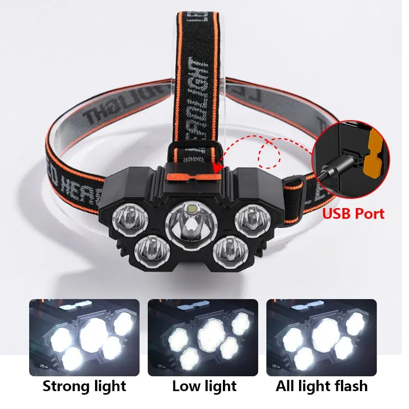 Wiederaufladbare 5-LED-Stirnla – Headlamp Waterproof Rechargeable Bewertung und Preis